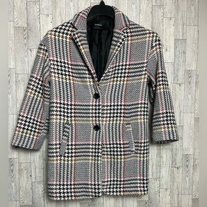 Stradivarius Plaid Houndstooth Coat Women’s Size XS EUC